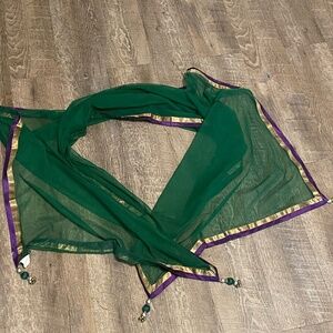 Women's Scarf Stole Dupatta Purple/Green/Gold 76" Long NWT